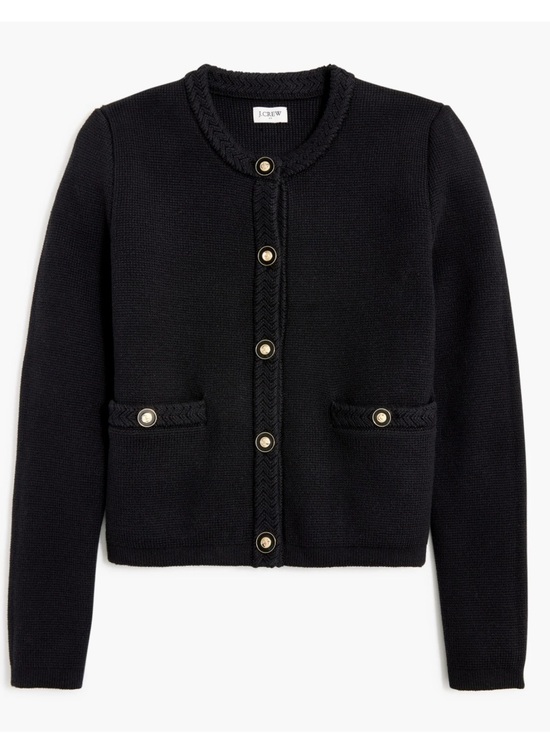 J. Crew Sweaters - J Crew Lady Sweater Jacket Black Gold Size Medium